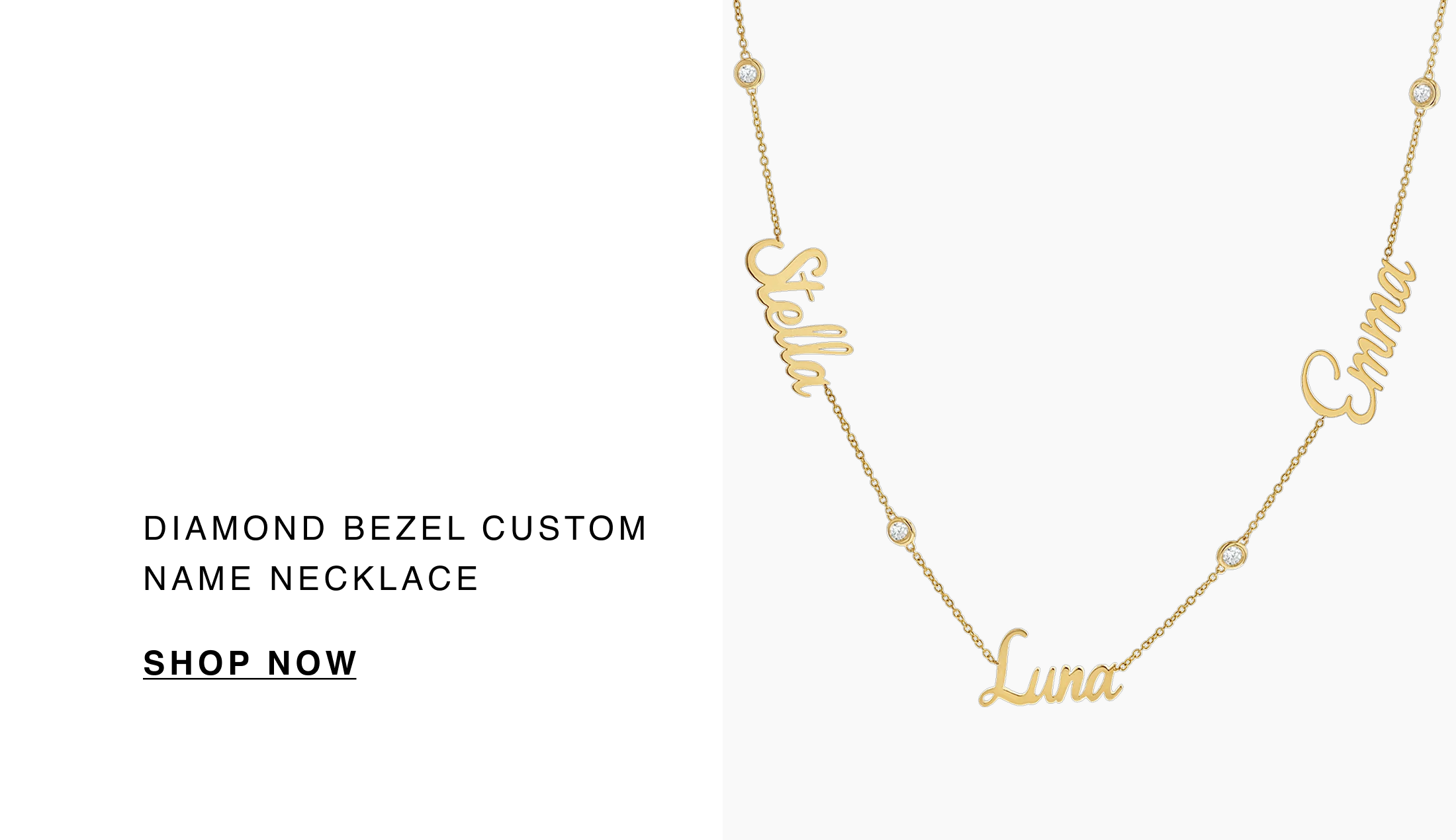 Diamond Bezel Custom Name Necklace