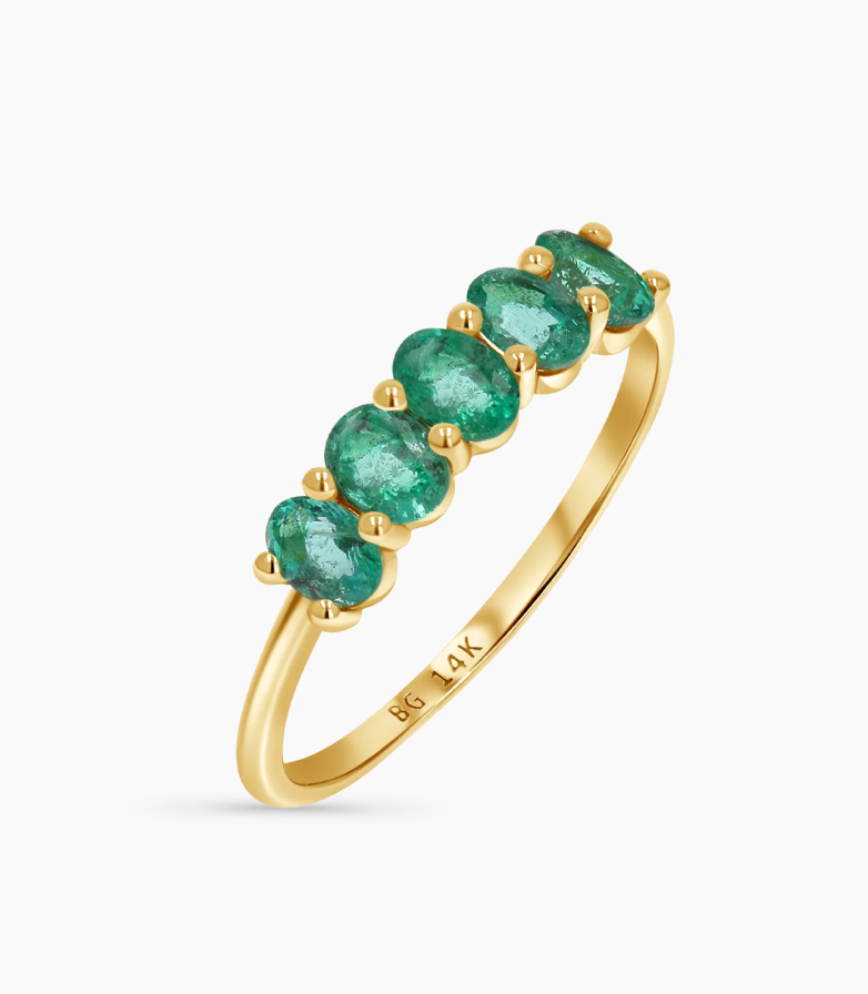Oval Emerald Five-Stone Ring