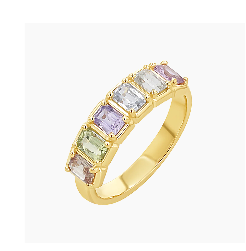 Emerald Cut Sapphire Half Eternity Band