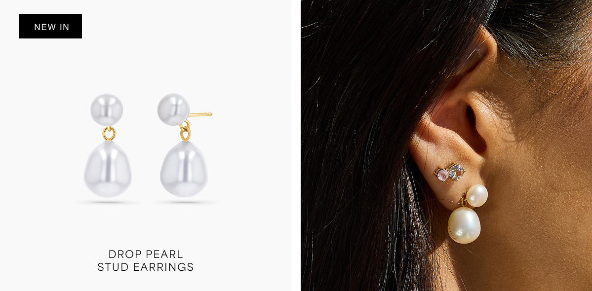 Drop Pearl Stud Earrings