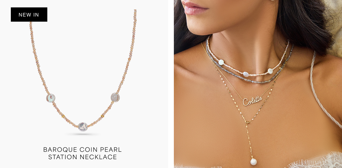 Baroque Coin Pearl Station Necklace