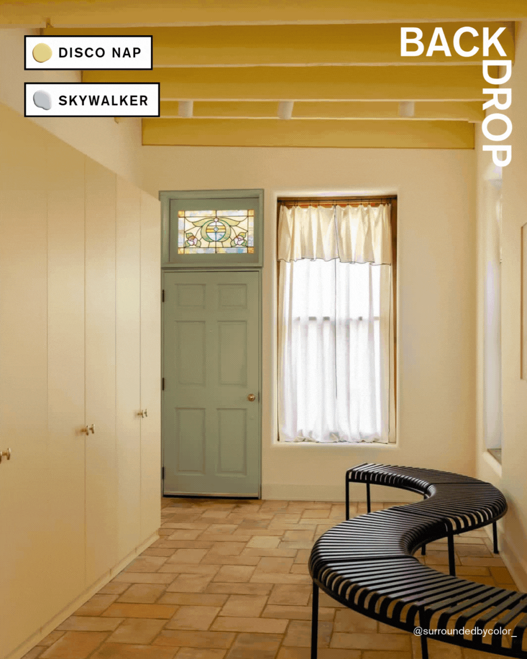 A gif of entryways, all painted in premium Backdrop colors