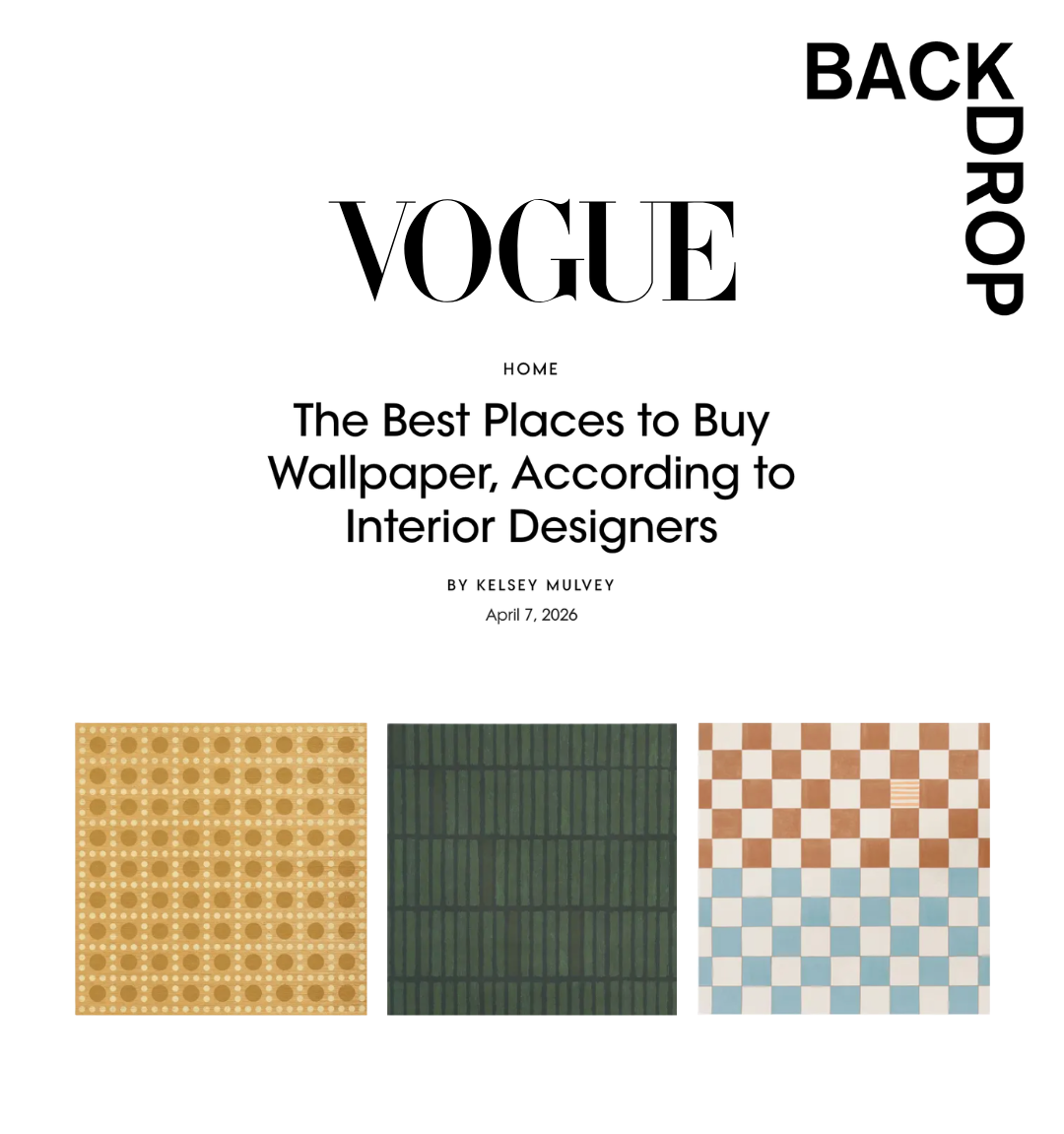 FROM VOGUE : Backdrop, the best place to buy wallpaper