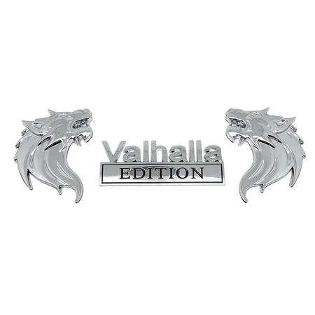Valhalla EDITION with Pair Wolf Car Emblem Metal Badge