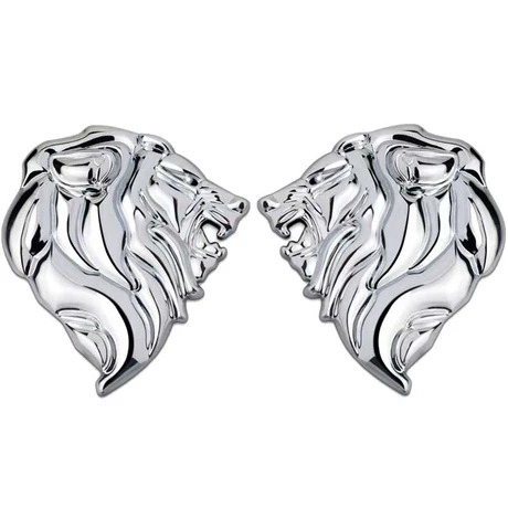 Pair Lion Head Car Metal Emblem Tank Badge
