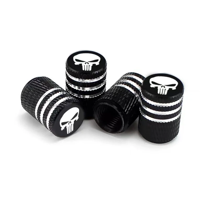 4 pack Tire Valve Stem Cover Cap Skull Punisher