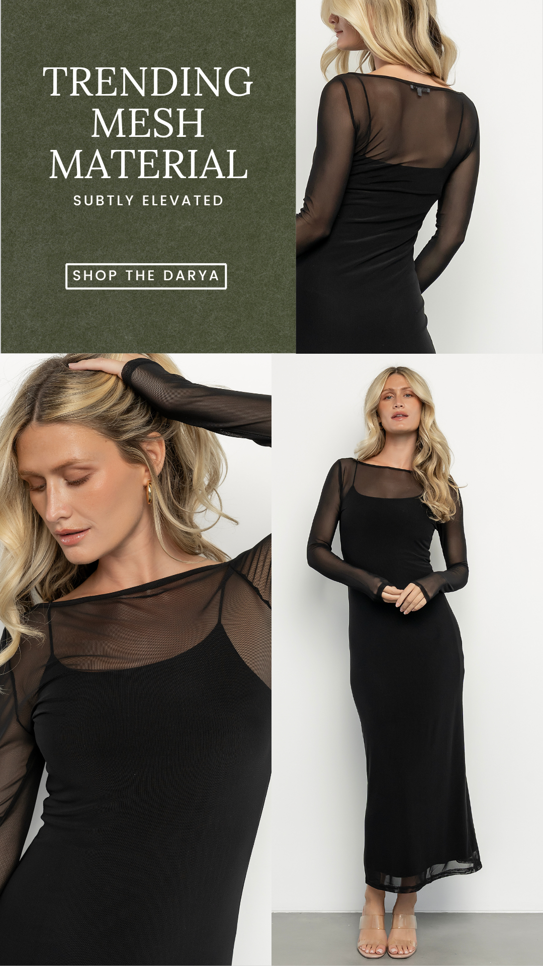 Trending mesh material that subtly elevates your little black dress!