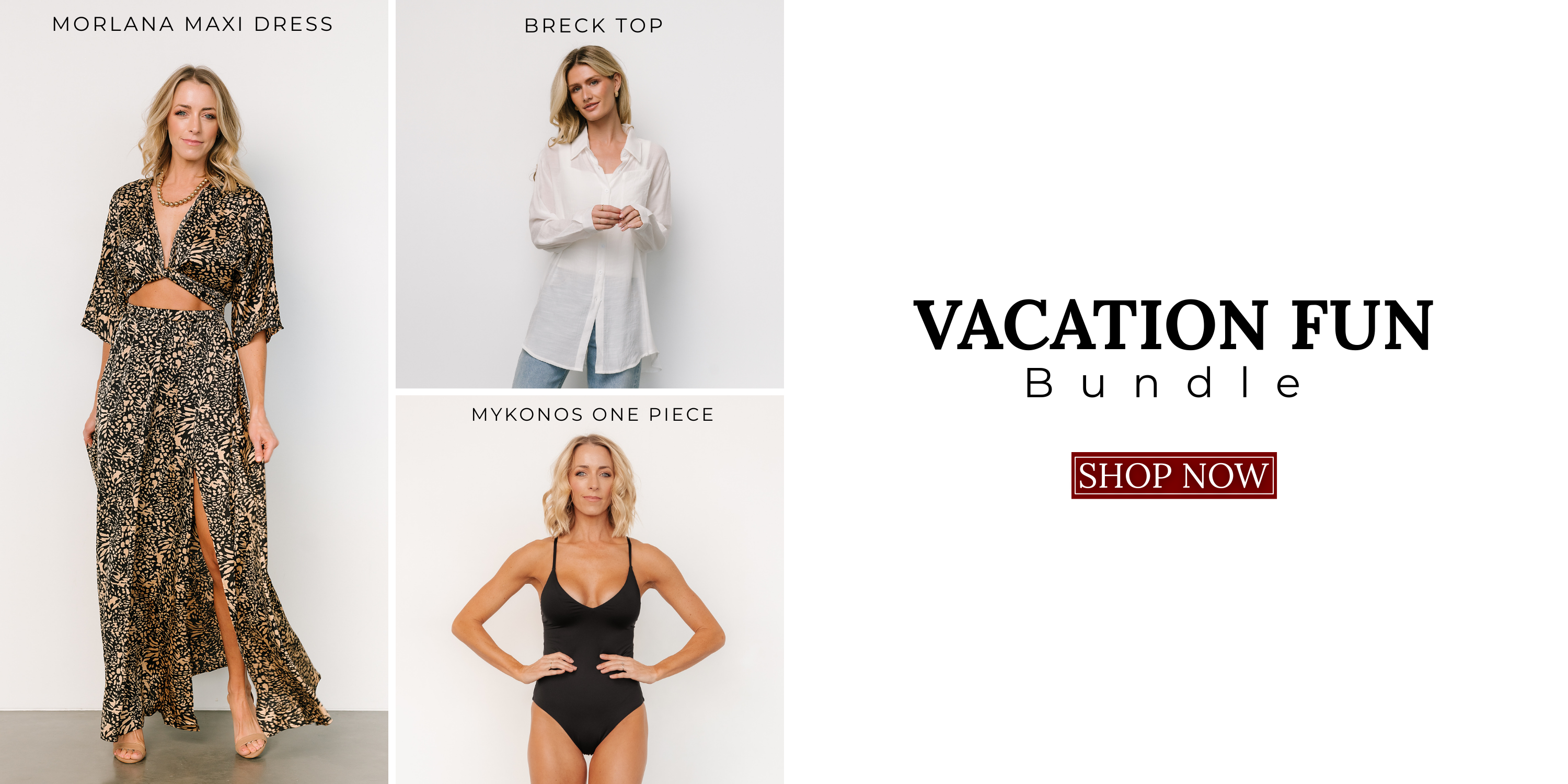 A light and airy maxi dress, the perfect top that doubles as a cover-up, and a black one-piece swimsuit