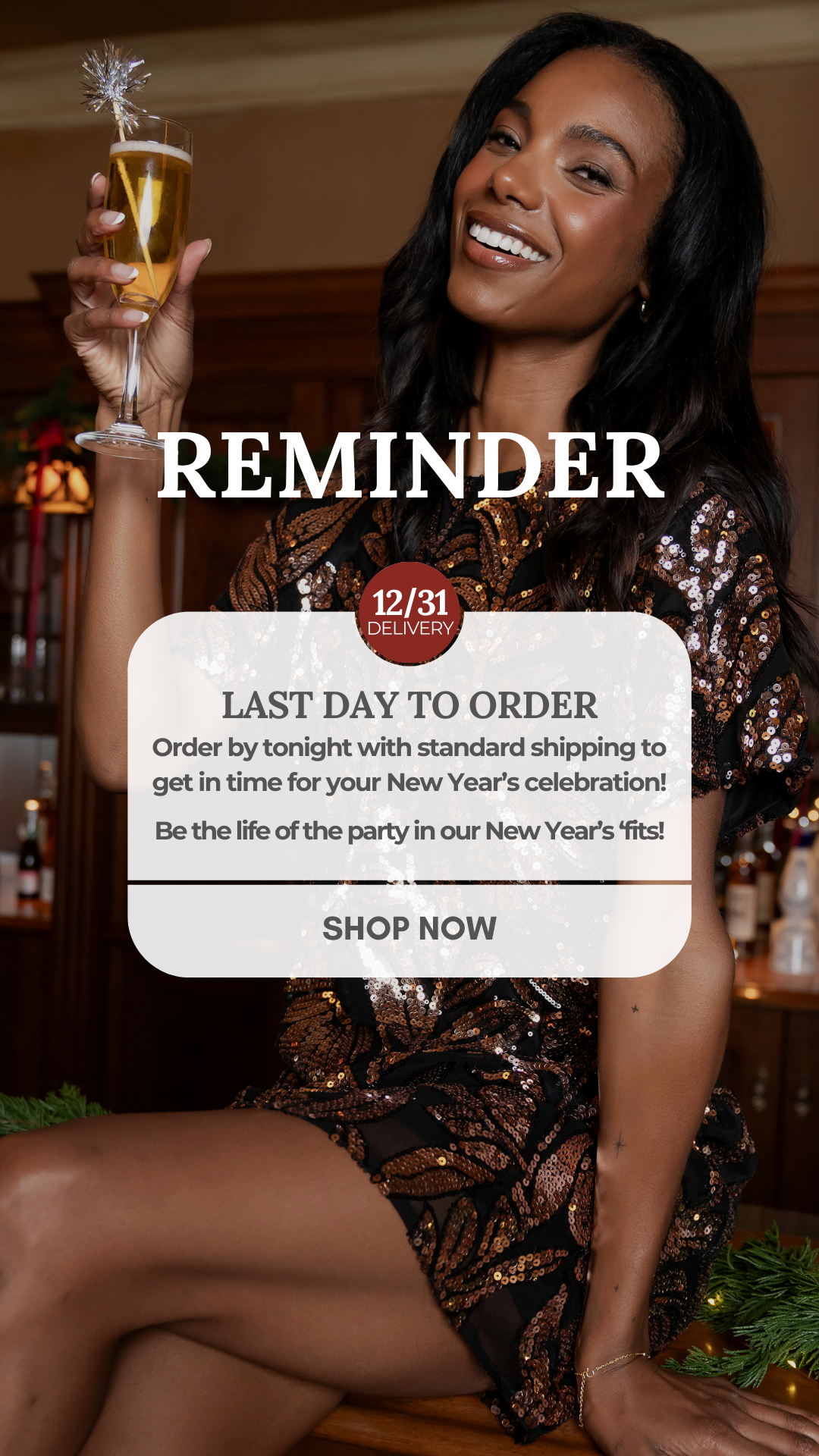 Last chance to order with standard shipping to get in time for your New Year's celebration!