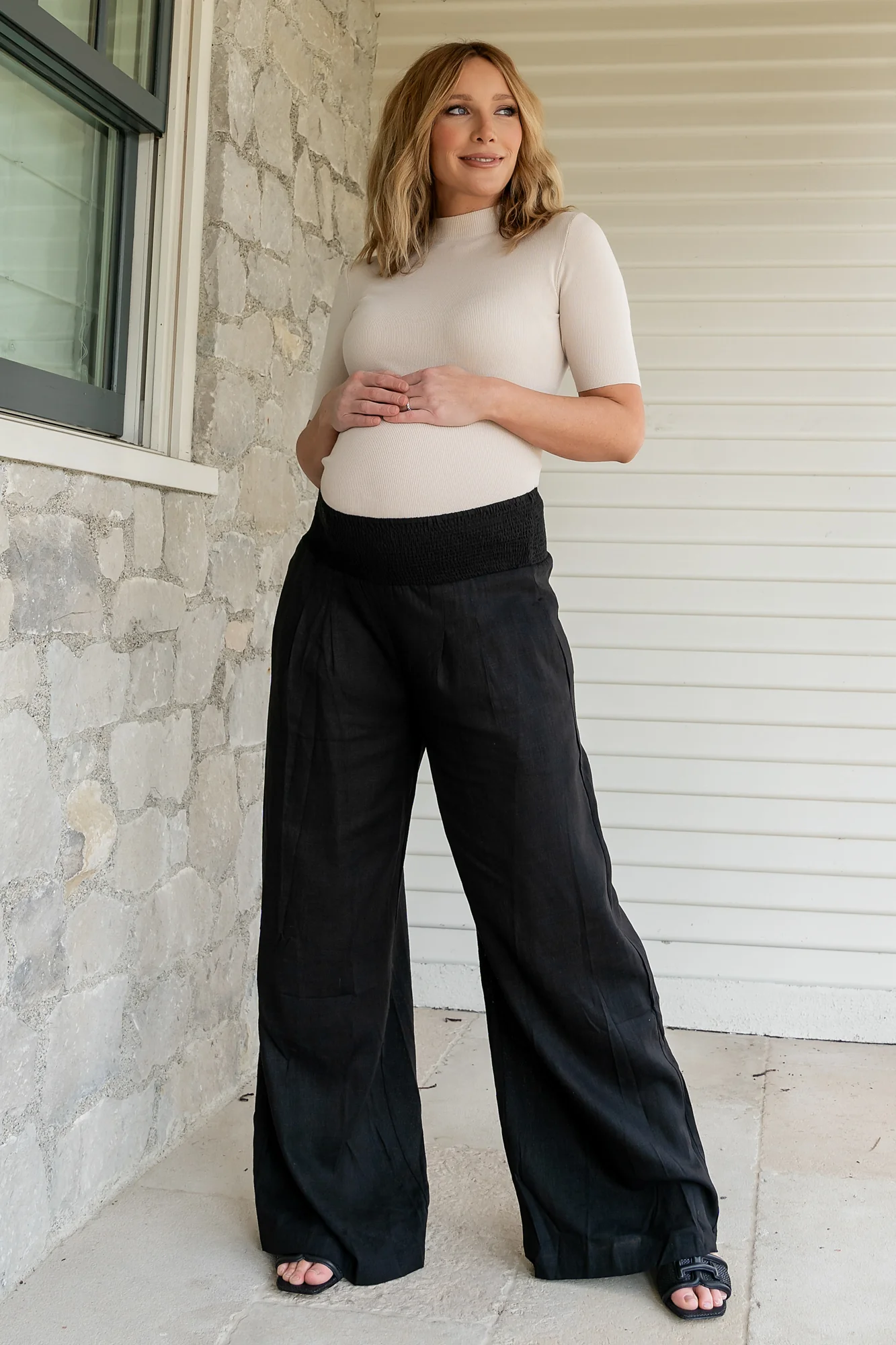 Image of Parvati Smocked Waist Pants | Black