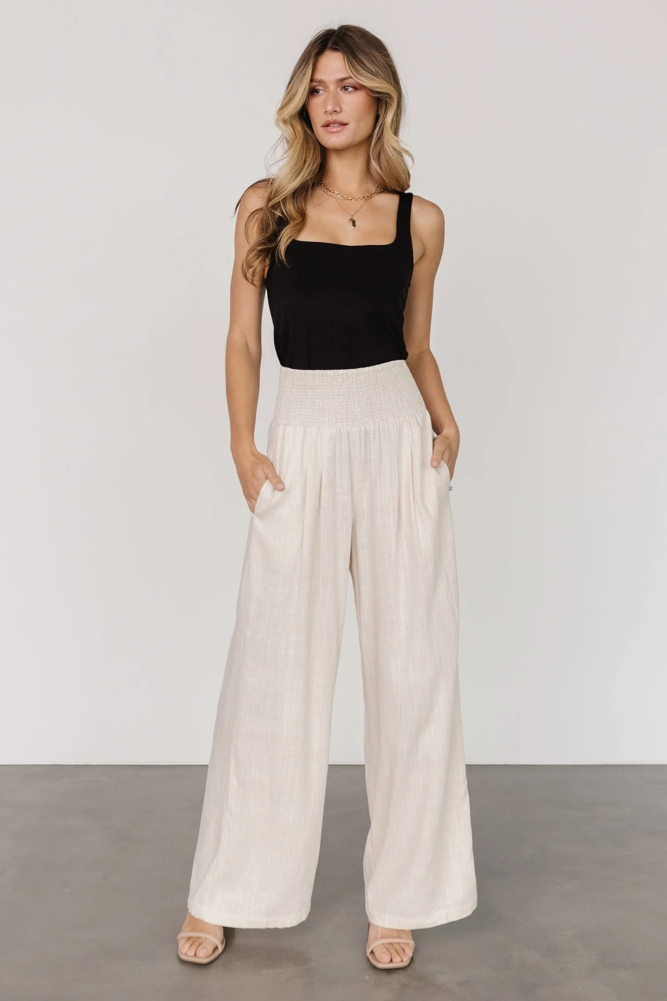 Image of Parvati Smocked Waist Pants | Natural