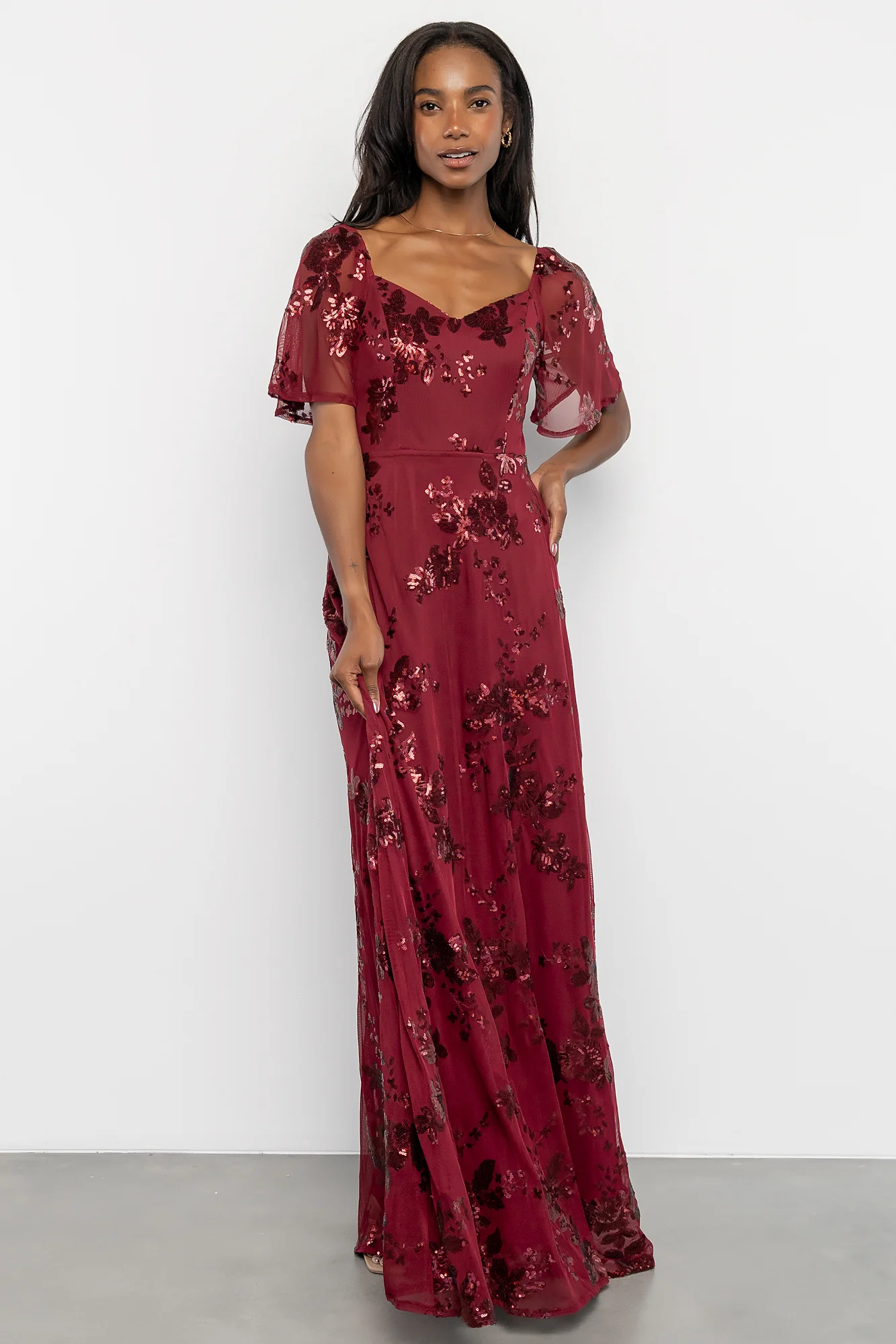 Image of Karina Sequin Maxi Dress | Wine