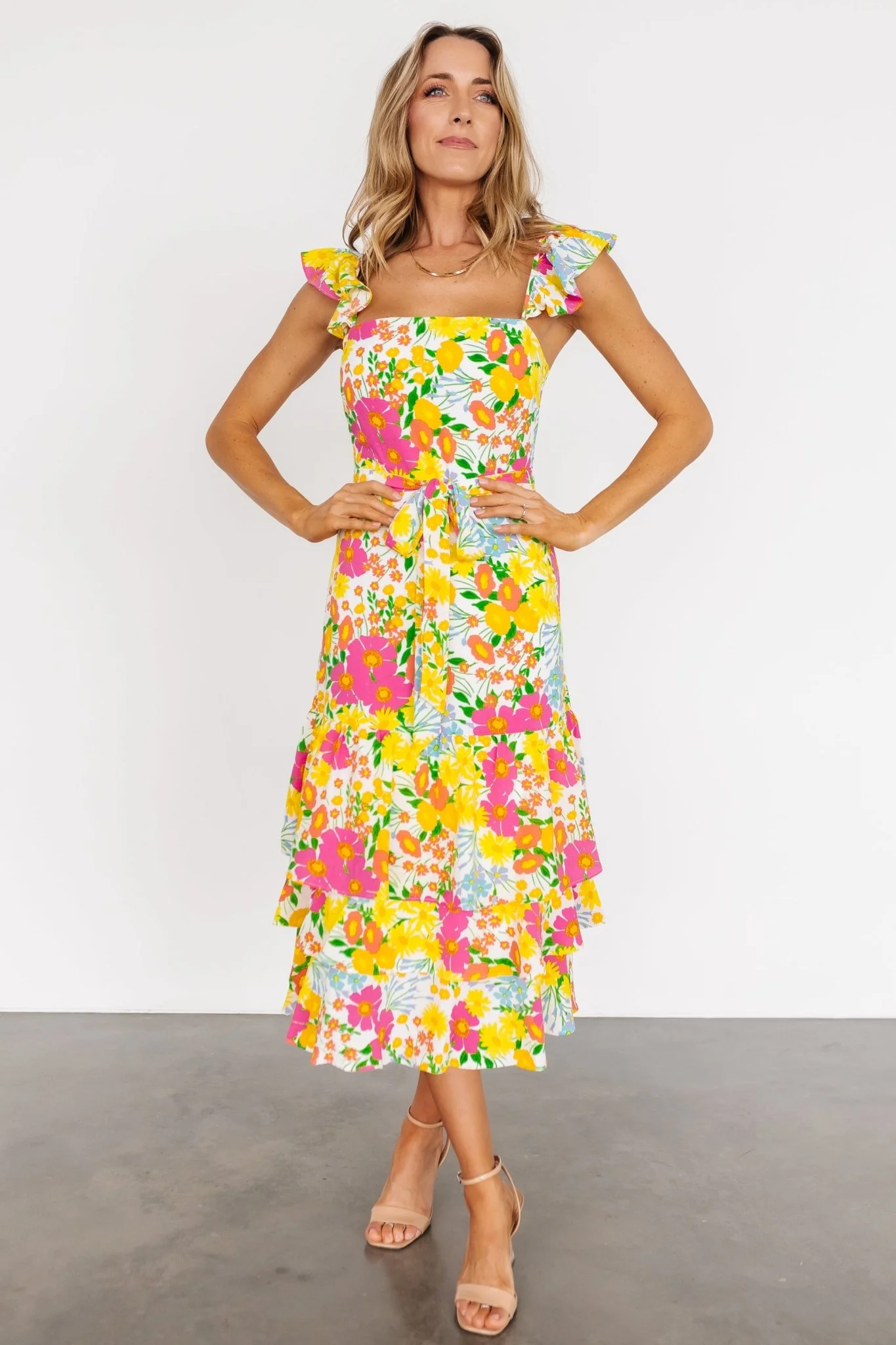 Image of Dani Ruffle Tiered Midi Dress | Multi Floral