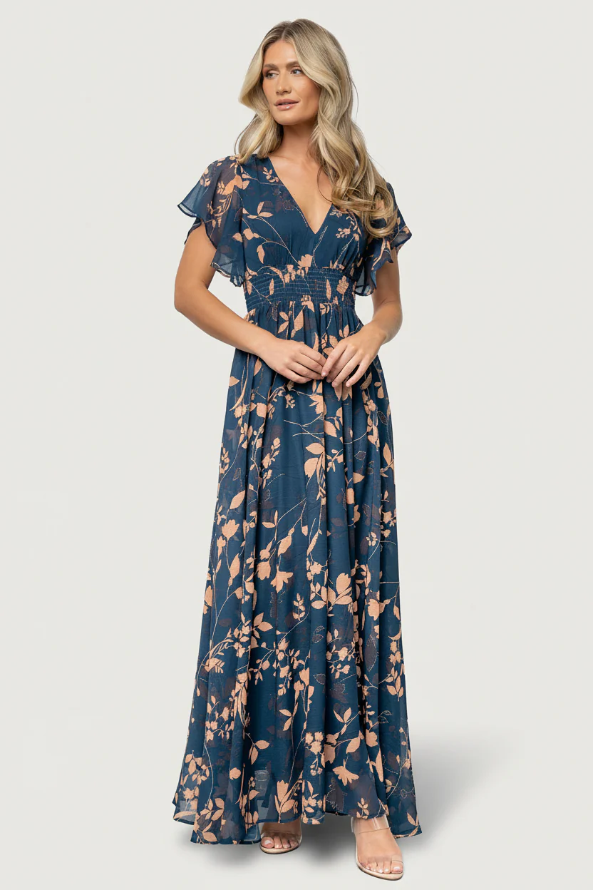Image of Lynlee Metallic Maxi Dress | Topaz