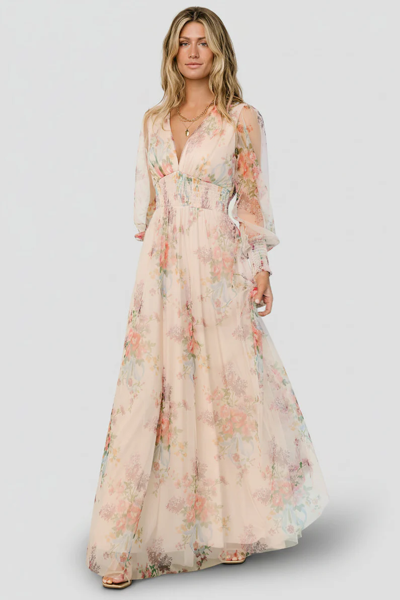 Image of Layla Tulle Maxi Dress | Romantic Floral