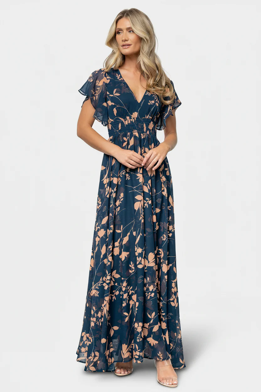 Image of Lynlee Metallic Maxi Dress | Topaz