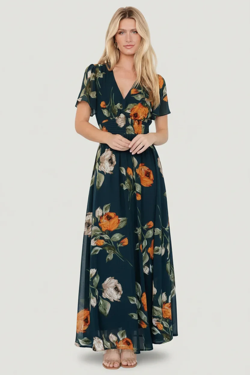 Image of Birdie Maxi Dress | Deep Topaz Floral