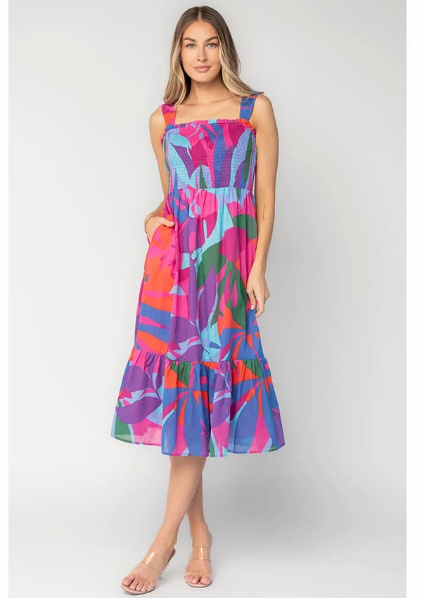 Cruz Smocked Midi Dress