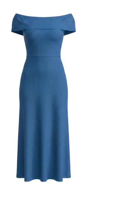 Kay Off Shoulder Midi Dress | Navy