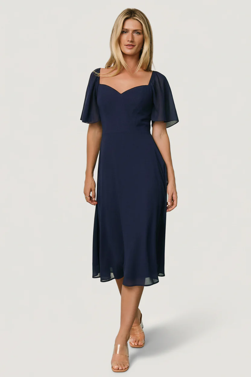 Image of Colette Sweetheart Midi Dress | Navy