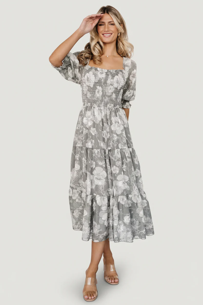 Image of Fabian Jacquard Midi Dress | Dusty Sage