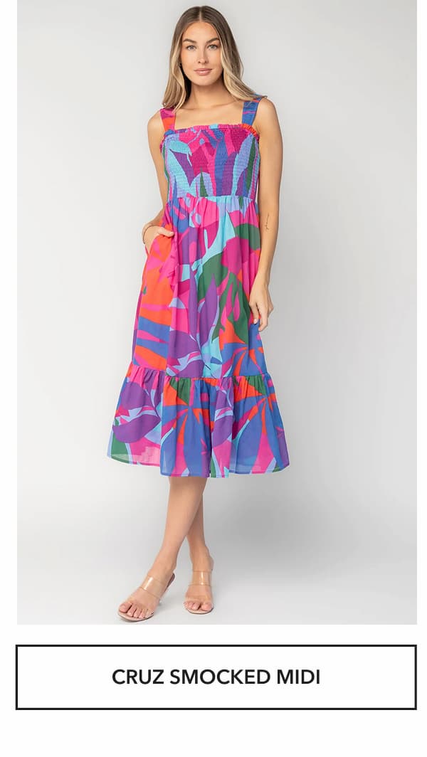 Cruz Smocked Midi Dress