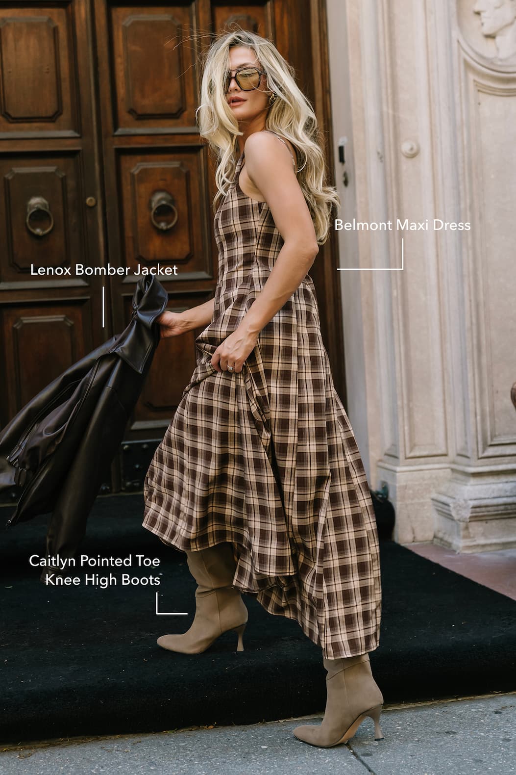 Belmont Maxi Dress | Brown Plaid Print
