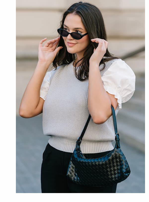 Taylor Puff Sleeve Top | Gray + Ivory