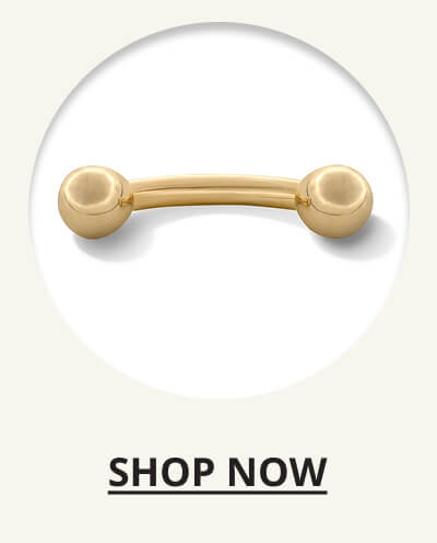 10K Solid Gold Curved Barbell - 16G 1/4