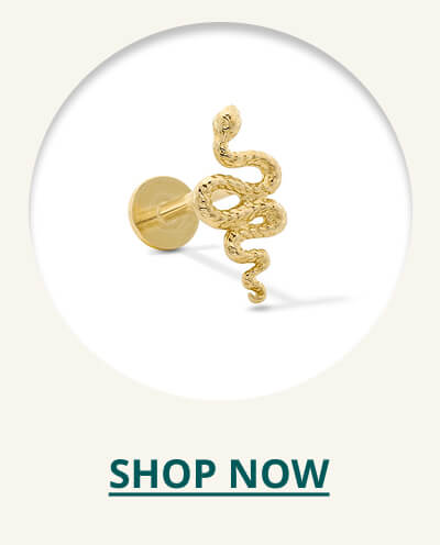 14K Gold Snake Cartilage Barbell - 18G 5/16
