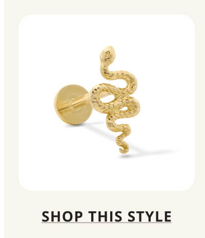 14K Gold Snake Cartilage Barbell - 18G 5/16