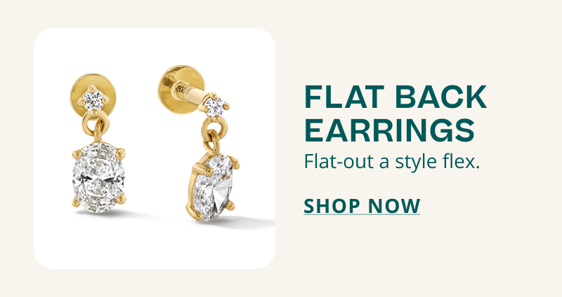 Gold and diamond drop flat back earrings. Flat back earrings. Flat-out a style flex. Click here to shop now 