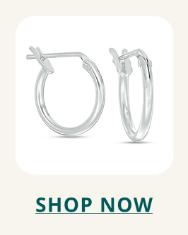 Silver mini hoop earrings. Click here to shop now