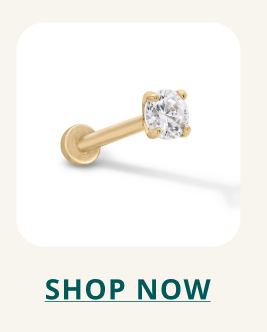 Gold, diamond flat back stud earring. Click here to shop now