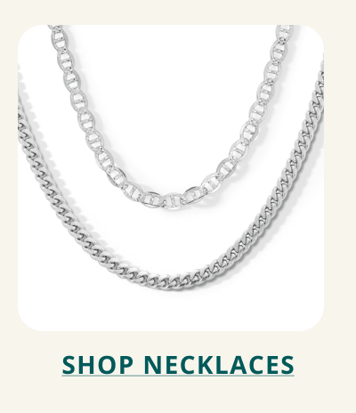 Two different silver chain necklaces. Click here to shop necklaces