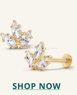Three cluster leaf-shaped studs. Click here to shop now