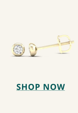 Gold studs with circle-cut diamond centre. Click here to shop now