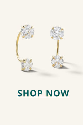 Diamond front-back (or jacket-style) earrings in gold. Click here to shop now