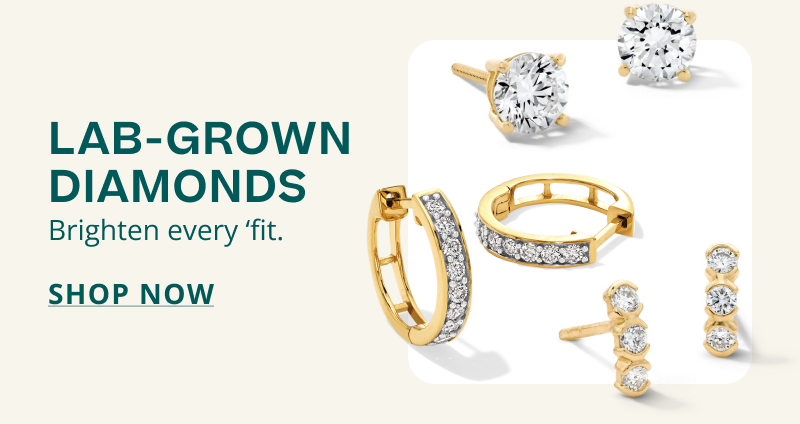 Gold studs, huggies and hoops with diamonds. Lab grown diamonds. Click here to shop now