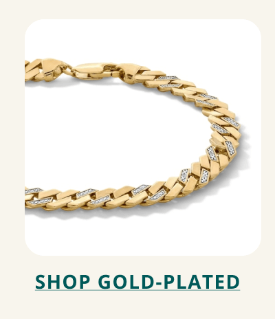 Gold chain bracelet, with diamond details. Click here to shop gold-plated