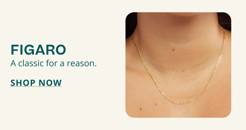 Silver and gold figaro chain necklaces. Figaro. A classic for a reason. Click here to shop now
