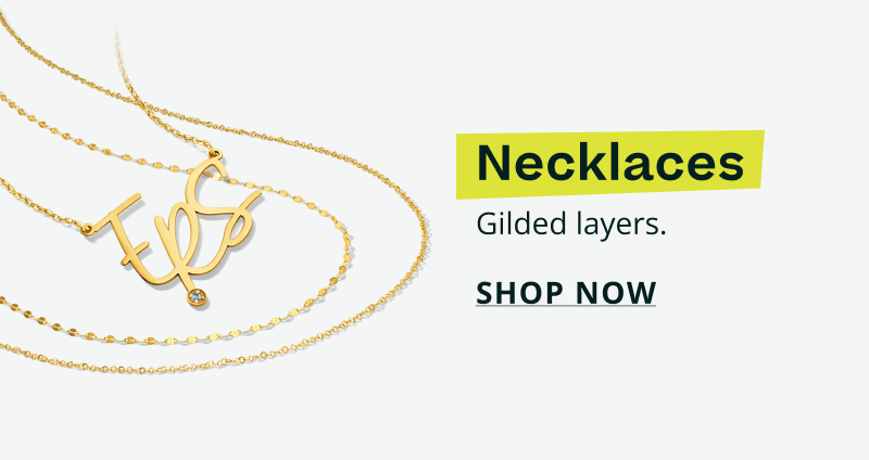 Different style gold chain necklaces, one with gold initial pendant. Necklaces. Gilded layers. Click here to shop now