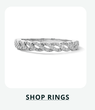 Twisted intertwined silver-tone band with pavé-set diamonds. Click here to shop rings