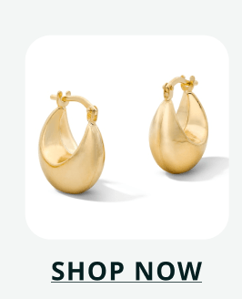 Gold dome huggie-style hoops. Click here to shop now