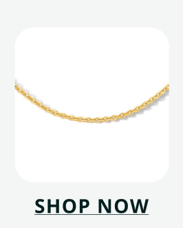 Gold toned necklace consisting of small, uniform oval links. Click here to shop now