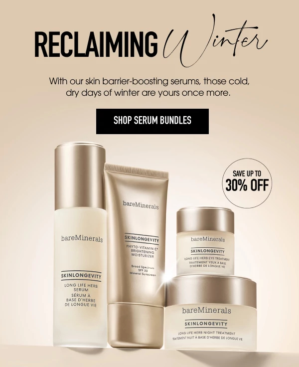 Reclaiming Winter. With our skin-barrier-boosting serums, thoes cold, dry days of winter are yours once more. Save up to 30% Off. Shop Serum Bundles.
