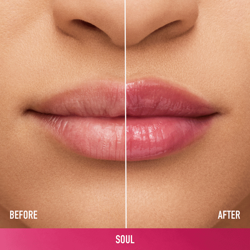 Before and after using Dewy Lip Gloss Balm