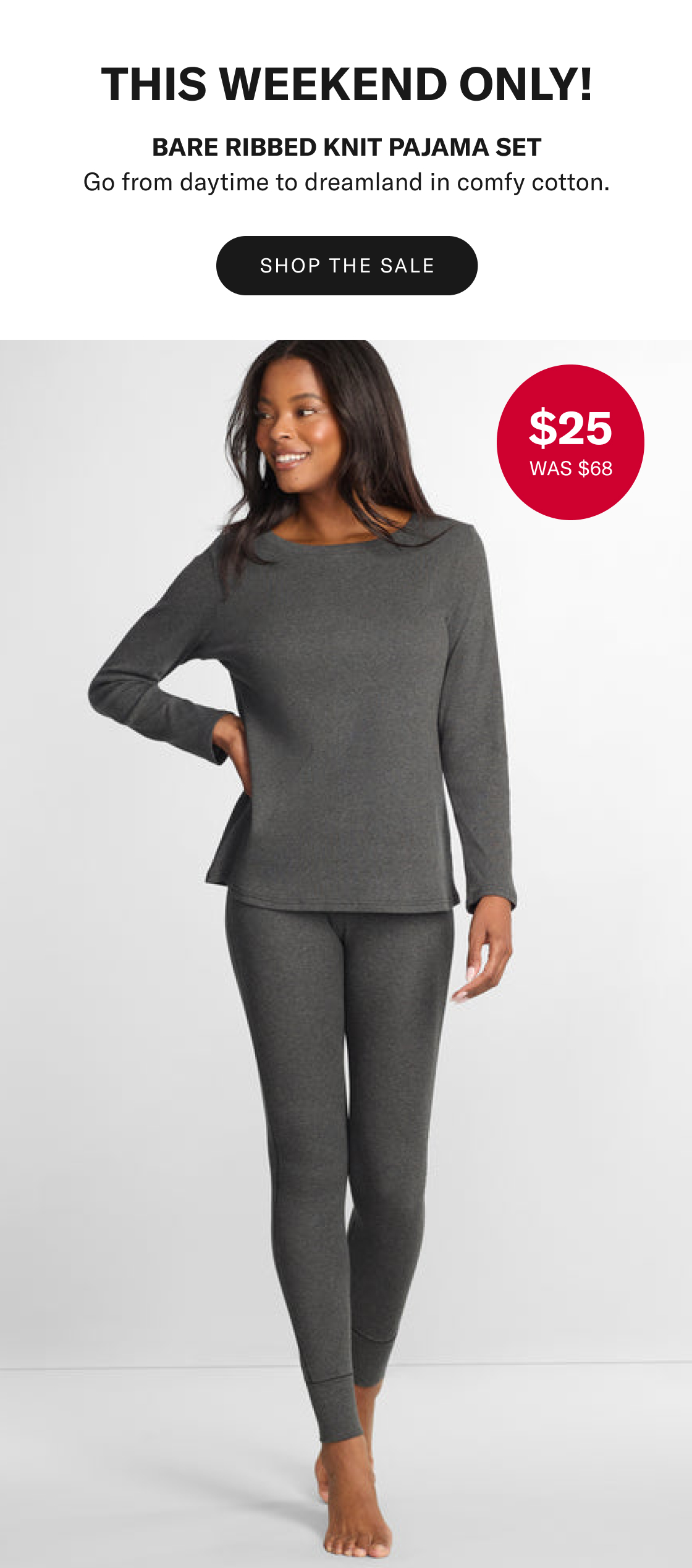 Bare Ribbed Knit Pajama Set