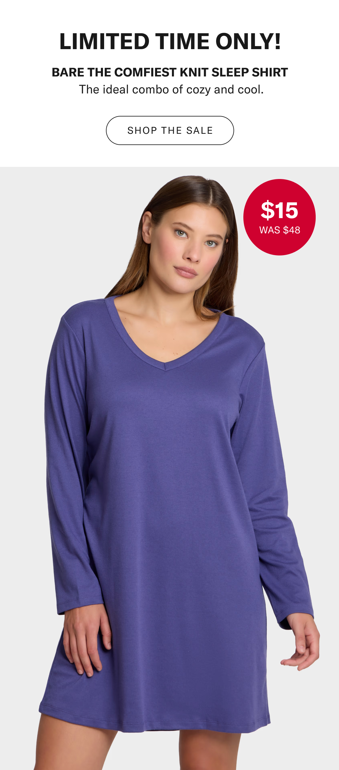 $15 Bare The Comfiest Knit Sleep Shirt