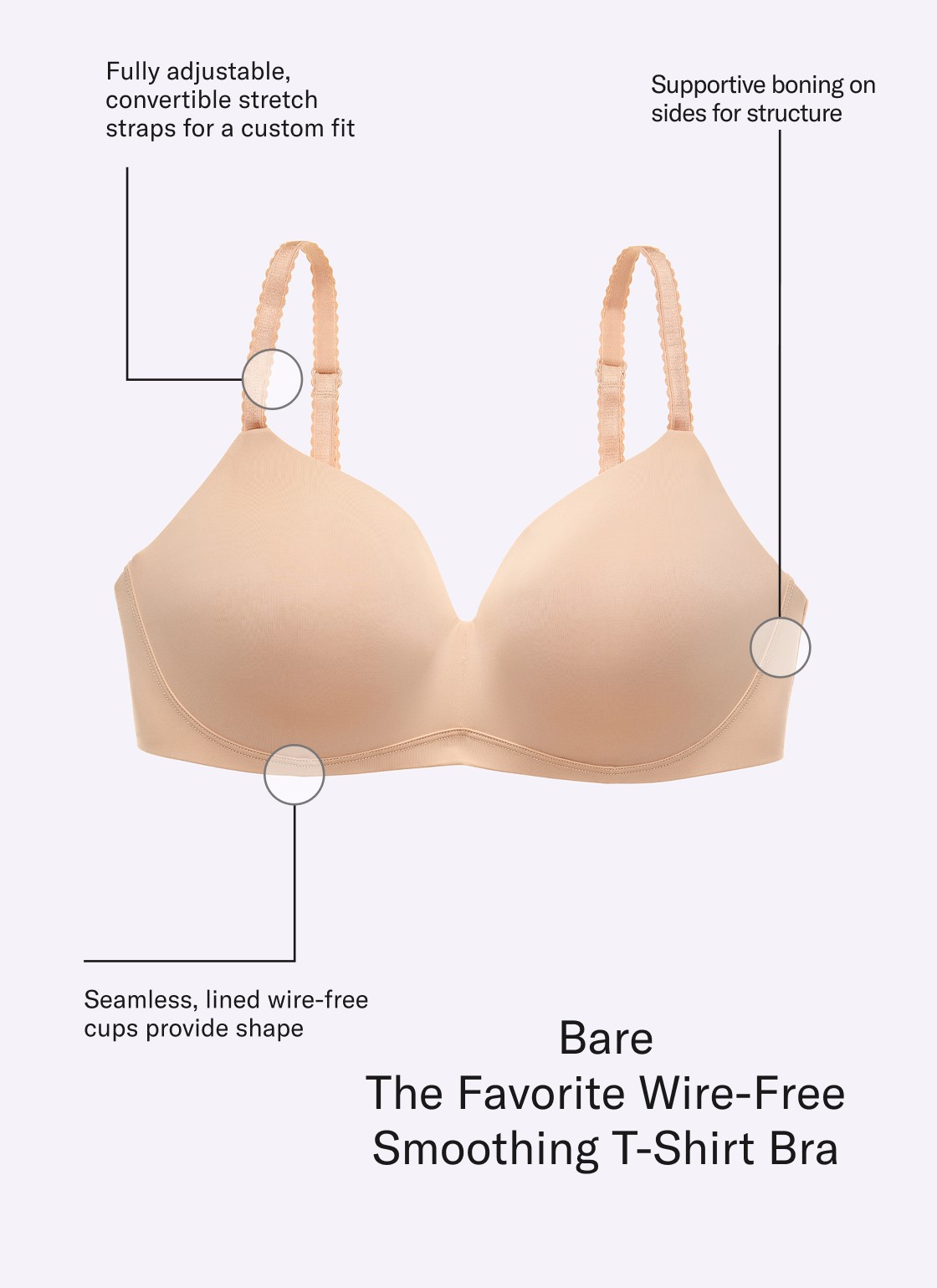 Bare The Favorite Wire-Free Smoothing T-Shirt Bra